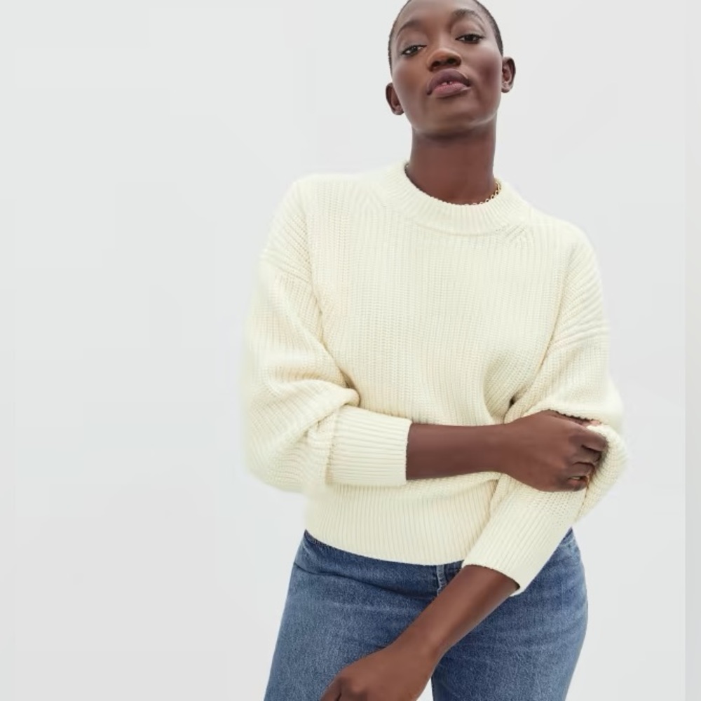 Texture Cotton Crew Small White Contrast Trim